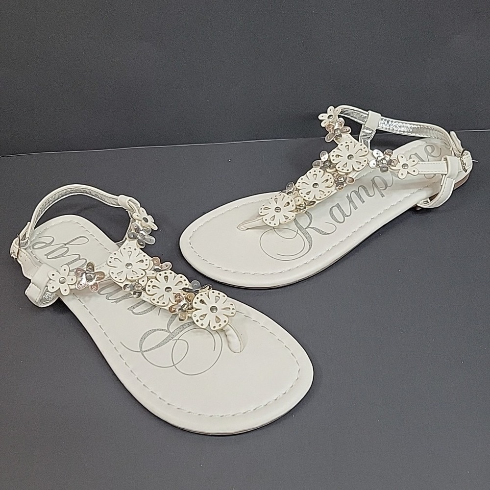 Rampage White Floral T-Strap Sandals